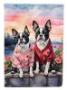 Boston Terrier Two Hearts Garden Flag Mailbox Flag Decorative Yard Flag Banner Outside Patio Artwork Yard Flower Beds, Garden Size, Multicolor