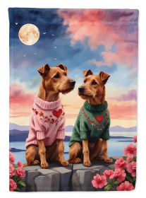 Irish Terrier Two Hearts Garden Flag Mailbox Flag Decorative Yard Flag Banner Outside Patio Artwork Yard Flower Beds, Garden Size, Multicolor