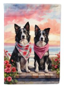 Border Collie Two Hearts Garden Flag Mailbox Flag Decorative Yard Flag Banner Outside Patio Artwork Yard Flower Beds, Garden Size, Multicolor