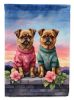 Brussels Griffon Two Hearts Garden Flag Mailbox Flag Decorative Yard Flag Banner Outside Patio Artwork Yard Flower Beds, Garden Size, Multicolor