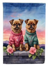 Brussels Griffon Two Hearts Garden Flag Mailbox Flag Decorative Yard Flag Banner Outside Patio Artwork Yard Flower Beds, Garden Size, Multicolor