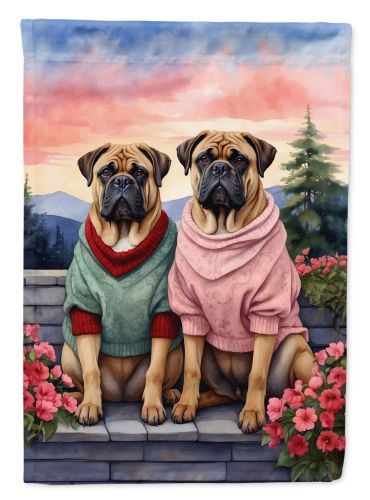 Bullmastiff Two Hearts Garden Flag Mailbox Flag Decorative Yard Flag Banner Outside Patio Artwork Yard Flower Beds, Garden Size, Multicolor