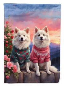 American Eskimo Two Hearts Garden Flag Mailbox Flag Decorative Yard Flag Banner Outside Patio Artwork Yard Flower Beds, Garden Size, Multicolor