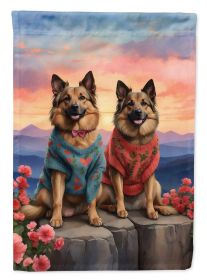Belgian Tervuren Two Hearts Garden Flag Mailbox Flag Decorative Yard Flag Banner Outside Patio Artwork Yard Flower Beds, Garden Size, Multicolor