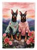 Doberman Pinscher Two Hearts Garden Flag Mailbox Flag Decorative Yard Flag Banner Outside Patio Artwork Yard Flower Beds, Garden Size, Multicolor