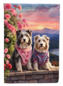 Bearded Collie Two Hearts Garden Flag Mailbox Flag Decorative Yard Flag Banner Outside Patio Artwork Yard Flower Beds, Garden Size, Multicolor