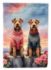Airedale Terrier Two Hearts Garden Flag Mailbox Flag Decorative Yard Flag Banner Outside Patio Artwork Yard Flower Beds, Garden Size, Multicolor