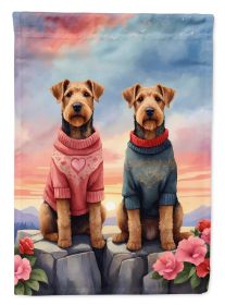 Airedale Terrier Two Hearts Garden Flag Mailbox Flag Decorative Yard Flag Banner Outside Patio Artwork Yard Flower Beds, Garden Size, Multicolor