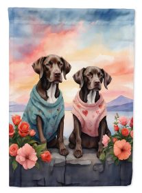 German Shorthaired Pointer Two Hearts Garden Flag Mailbox Flag Decorative Yard Flag Banner Outside Patio Artwork Yard Flower Beds, Garden Size