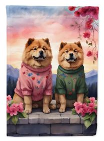 Chow Chow Two Hearts Garden Flag Mailbox Flag Decorative Yard Flag Banner Outside Patio Artwork Yard Flower Beds, Garden Size, Multicolor