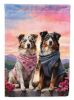 Australian Shepherd Two Hearts Garden Flag Mailbox Flag Decorative Yard Flag Banner Outside Patio Artwork Yard Flower Beds, Garden Size, Multicolor