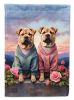 Shar Pei Two Hearts Garden Flag Mailbox Flag Decorative Yard Flag Banner Outside Patio Artwork Yard Flower Beds, Garden Size, Multicolor