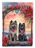 Keeshond Two Hearts Garden Flag Mailbox Flag Decorative Yard Flag Banner Outside Patio Artwork Yard Flower Beds, Garden Size, Multicolor