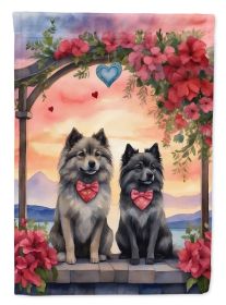 Keeshond Two Hearts Garden Flag Mailbox Flag Decorative Yard Flag Banner Outside Patio Artwork Yard Flower Beds, Garden Size, Multicolor