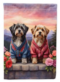 Tibetan Terrier Two Hearts Garden Flag Mailbox Flag Decorative Yard Flag Banner Outside Patio Artwork Yard Flower Beds, Garden Size, Multicolor