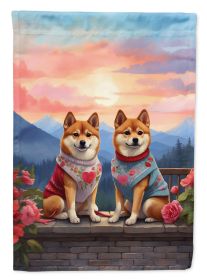 Shiba Inu Two Hearts Garden Flag Mailbox Flag Decorative Yard Flag Banner Outside Patio Artwork Yard Flower Beds, Garden Size, Multicolor