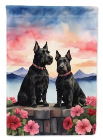 Scottish Terrier Two Hearts Garden Flag Mailbox Flag Decorative Yard Flag Banner Outside Patio Artwork Yard Flower Beds, Garden Size, Multicolor