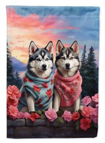Siberian Husky Two Hearts Garden Flag Mailbox Flag Decorative Yard Flag Banner Outside Patio Artwork Yard Flower Beds, Garden Size, Multicolor