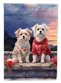 Maltese Two Hearts Garden Flag Mailbox Flag Decorative Yard Flag Banner Outside Patio Artwork Yard Flower Beds, Garden Size, Multicolor