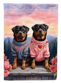 Rottweiler Two Hearts Garden Flag Mailbox Flag Decorative Yard Flag Banner Outside Patio Artwork Yard Flower Beds, Garden Size, Multicolor