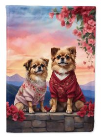 Tibetan Spaniel Two Hearts Garden Flag Mailbox Flag Decorative Yard Flag Banner Outside Patio Artwork Yard Flower Beds, Garden Size, Multicolor