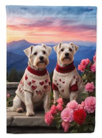 Sealyham Terrier Two Hearts Garden Flag Mailbox Flag Decorative Yard Flag Banner Outside Patio Artwork Yard Flower Beds, Garden Size, Multicolor