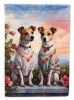 Jack Russell Terrier Two Hearts Garden Flag Mailbox Flag Decorative Yard Flag Banner Outside Patio Artwork Yard Flower Beds, Garden Size, Multicolor