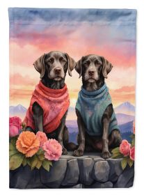 German Wirehaired Pointer Two Hearts Garden Flag Mailbox Flag Decorative Yard Flag Banner Outside Patio Artwork Yard Flower Beds, Garden Size