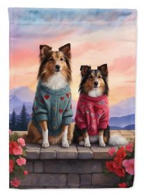 Sheltie Two Hearts Garden Flag Mailbox Flag Decorative Yard Flag Banner Outside Patio Artwork Yard Flower Beds, Garden Size, Multicolor