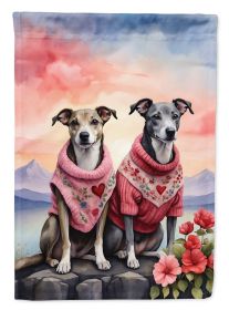 Whippet Two Hearts Garden Flag Mailbox Flag Decorative Yard Flag Banner Outside Patio Artwork Yard Flower Beds, Garden Size, Multicolor