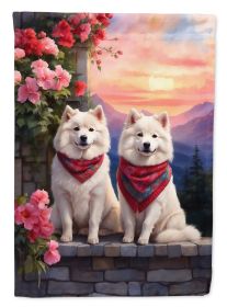 Samoyed Two Hearts Garden Flag Mailbox Flag Decorative Yard Flag Banner Outside Patio Artwork Yard Flower Beds, Garden Size, Multicolor