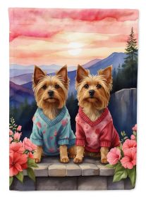 Silky Terrier Two Hearts Garden Flag Mailbox Flag Decorative Yard Flag Banner Outside Patio Artwork Yard Flower Beds, Garden Size, Multicolor