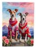Italian Greyhound Two Hearts Garden Flag Mailbox Flag Decorative Yard Flag Banner Outside Patio Artwork Yard Flower Beds, Garden Size, Multicolor