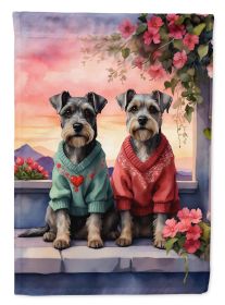 Schnauzer Two Hearts Garden Flag Mailbox Flag Decorative Yard Flag Banner Outside Patio Artwork Yard Flower Beds, Garden Size, Multicolor