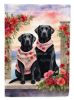 Black Labrador Retriever Two Hearts Garden Flag Mailbox Flag Decorative Yard Flag Banner Outside Patio Artwork Yard Flower Beds, Garden Size
