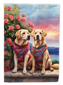 Yellow Labrador Retriever Two Hearts Garden Flag Mailbox Flag Decorative Yard Flag Banner Outside Patio Artwork Yard Flower Beds, Garden Size
