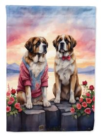 Saint Bernard Two Hearts Garden Flag Mailbox Flag Decorative Yard Flag Banner Outside Patio Artwork Yard Flower Beds, Garden Size, Multicolor