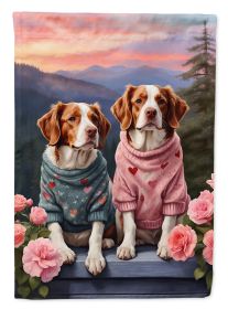 Welsh Springer Spaniel Two Hearts Garden Flag Mailbox Flag Decorative Yard Flag Banner Outside Patio Artwork Yard Flower Beds, Garden Size, Multicolor
