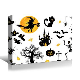 Drop-Shipping Framed Canvas Wall Art Decor Painting For Halloween, Halloween Scene Painting For Halloween Gift, Decoration For Halloween Living Room