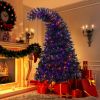 6FT Hinged Fraser Fir Artificial Fir Bent Top Christmas Tree, Bendable Grinch Style Christmas Tree Holiday Decoration w/1,080 Lush Branch Tips