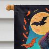 Bernese Mountain Dog Witchy Halloween House Flag Large Porch Sleeve Pole Decorative Outside Yard Banner Artwork Wall Hanging, Polyester, House Size