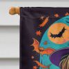 Silky Terrier Witchy Halloween House Flag Large Porch Sleeve Pole Decorative Outside Yard Banner Artwork Wall Hanging, Polyester, House Size