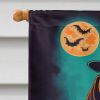 Basset Hound Witchy Halloween House Flag Large Porch Sleeve Pole Decorative Outside Yard Banner Artwork Wall Hanging, Polyester, House Size