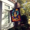 Havanese Witchy Halloween House Flag Large Porch Sleeve Pole Decorative Outside Yard Banner Artwork Wall Hanging, Polyester, House Size, Multicolor