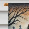 Cat Cemetery Spooky Halloween House Flag Large Porch Sleeve Pole Decorative Outside Yard Banner Artwork Wall Hanging, Polyester, House Size
