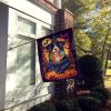 Bearded Collie Witchy Halloween House Flag Large Porch Sleeve Pole Decorative Outside Yard Banner Artwork Wall Hanging, Polyester, House Size