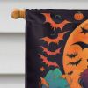 Tibetan Mastiff Witchy Halloween House Flag Large Porch Sleeve Pole Decorative Outside Yard Banner Artwork Wall Hanging, Polyester, House Size