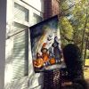 Trick or Treaters Spooky Halloween House Flag Large Porch Sleeve Pole Decorative Outside Yard Banner Artwork Wall Hanging, Polyester, House Size