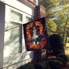 Cavalier Spaniel Witchy Halloween House Flag Large Porch Sleeve Pole Decorative Outside Yard Banner Artwork Wall Hanging, Polyester, House Size