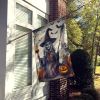 Witch Spooky Halloween House Flag Large Porch Sleeve Pole Decorative Outside Yard Banner Artwork Wall Hanging, Polyester, House Size, Multicolor